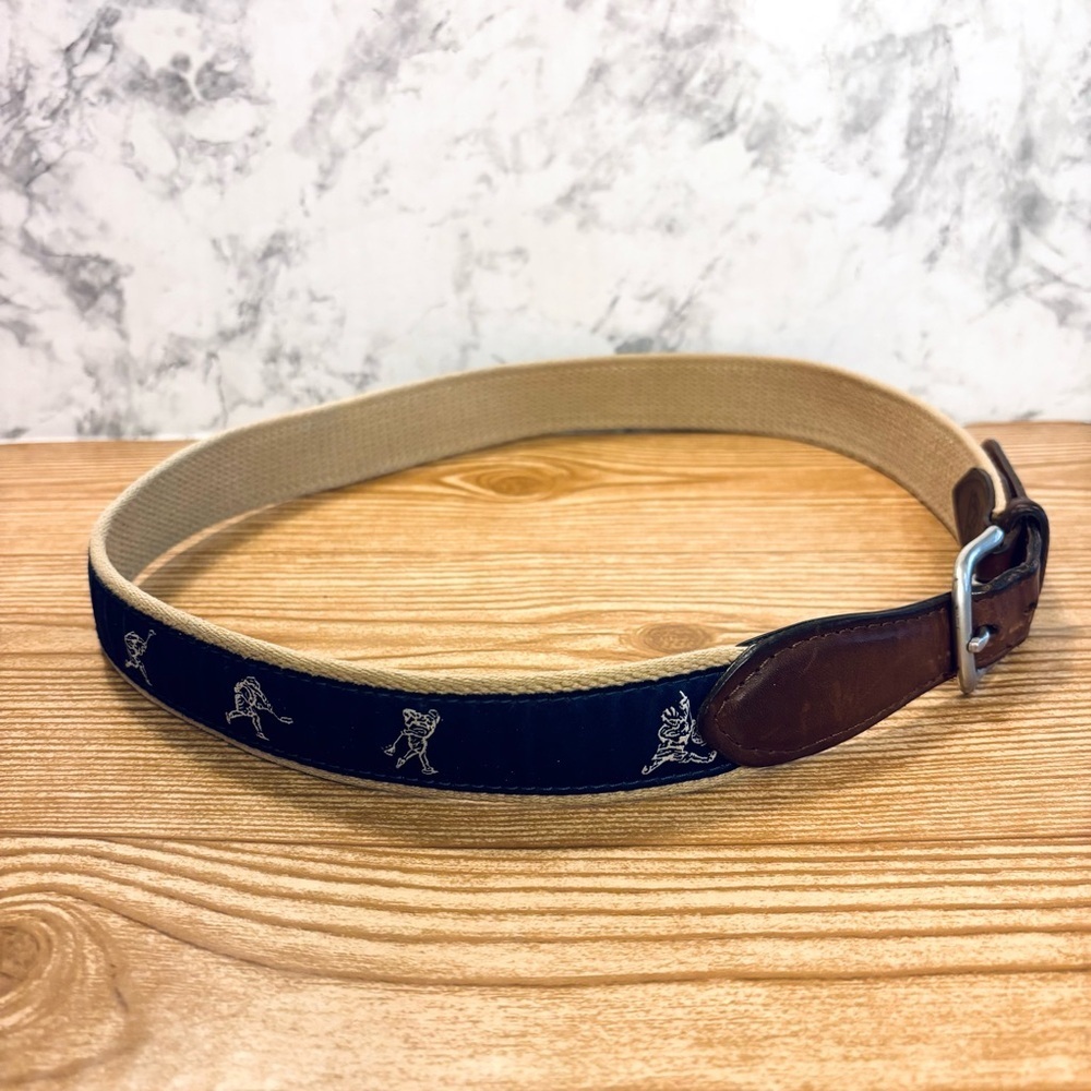 The Belted Cow Co. Lacrosse Woven Cotton & Leather Belt Maine, USA Men's 34